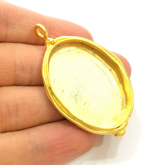 Gold Pendant Blank Base Setting Necklace Blank Mountings Gold Plated Brass (40x30 mm blank) G7097