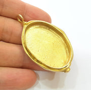 Raw Brass Pendant Blank Bezel Settings Base Blank Mountings Necklace Blank Cabochon Base  (40x30mm blank)  G7098