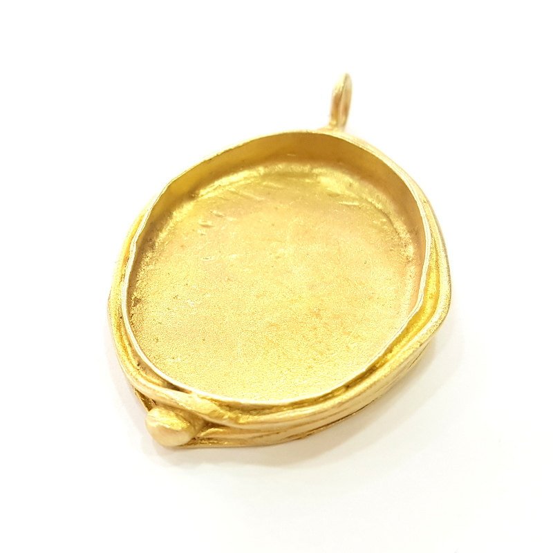 Raw Brass Pendant Blank Bezel Settings Base Blank Mountings Necklace Blank Cabochon Base  (40x30mm blank)  G7098