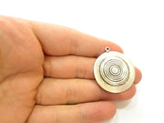 2 Silver Pendant Antique Silver Plated Pendants (32mm)  G15086