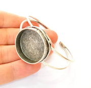 Bracelet Blanks Bangle Blanks Cuff Blanks Adjustable Bracelet Blank Antique Silver Plated Brass ( 30mm Blanks ) G7671