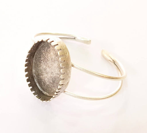 Bracelet Blanks Bangle Blanks Cuff Blanks Adjustable Bracelet Blank Antique Silver Plated Brass ( 34x25mm Blanks ) G7672
