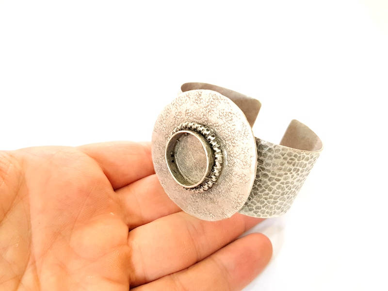Bracelet Blanks Bangle Blanks Cuff Blanks Adjustable Hammered Bracelet Blank Antique Silver Plated Brass ( 20mm Blanks ) G14412