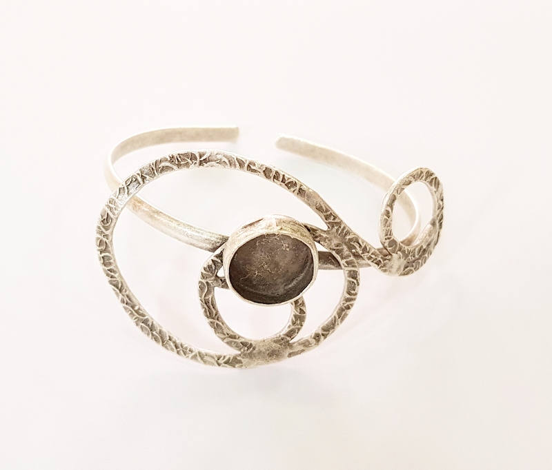 Bracelet Blanks Bangle Blanks Cuff Blanks Adjustable Bracelet Blank Antique Silver Plated Brass ( 13mm Blanks ) G7675