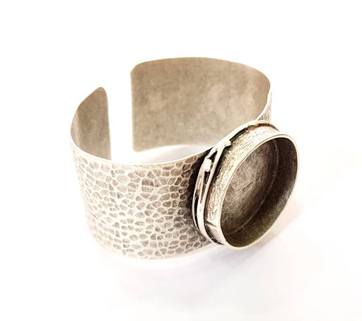 Bracelet Blanks Bangle Blanks Cuff Blanks Adjustable Hammered Bracelet Blank Antique Silver Plated Brass ( 30mm Blanks ) G7676