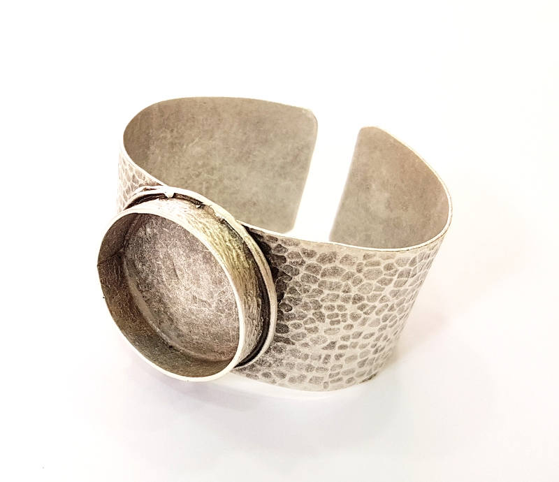 Bracelet Blanks Bangle Blanks Cuff Blanks Adjustable Hammered Bracelet Blank Antique Silver Plated Brass ( 30mm Blanks ) G7676