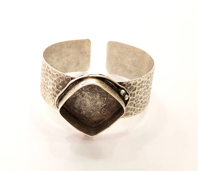 Bracelet Blanks Bangle Blanks Cuff Blanks Adjustable Hammered Bracelet Blank Antique Silver Plated Brass ( 22mm Blanks ) G7680
