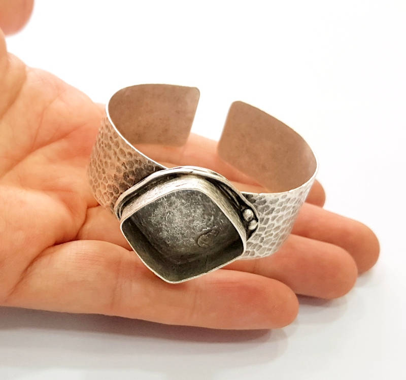 Bracelet Blanks Bangle Blanks Cuff Blanks Adjustable Hammered Bracelet Blank Antique Silver Plated Brass ( 22mm Blanks ) G7680