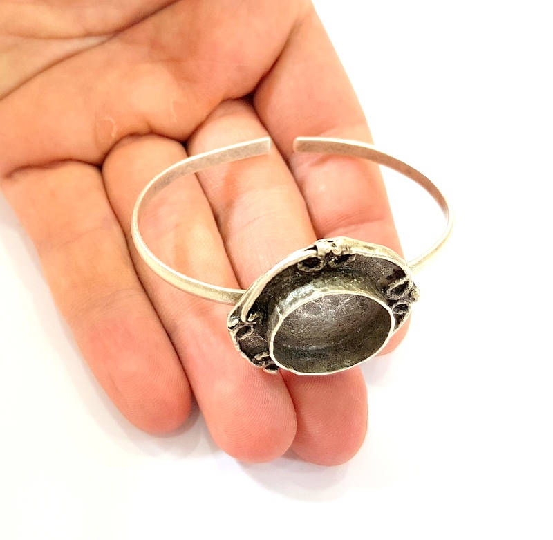 Silver Bangle Blanks Bracelet Blanks Cuff Blanks Adjustable Bracelet Blank Antique Silver Plated Brass ( 20mm Blanks ) G7690
