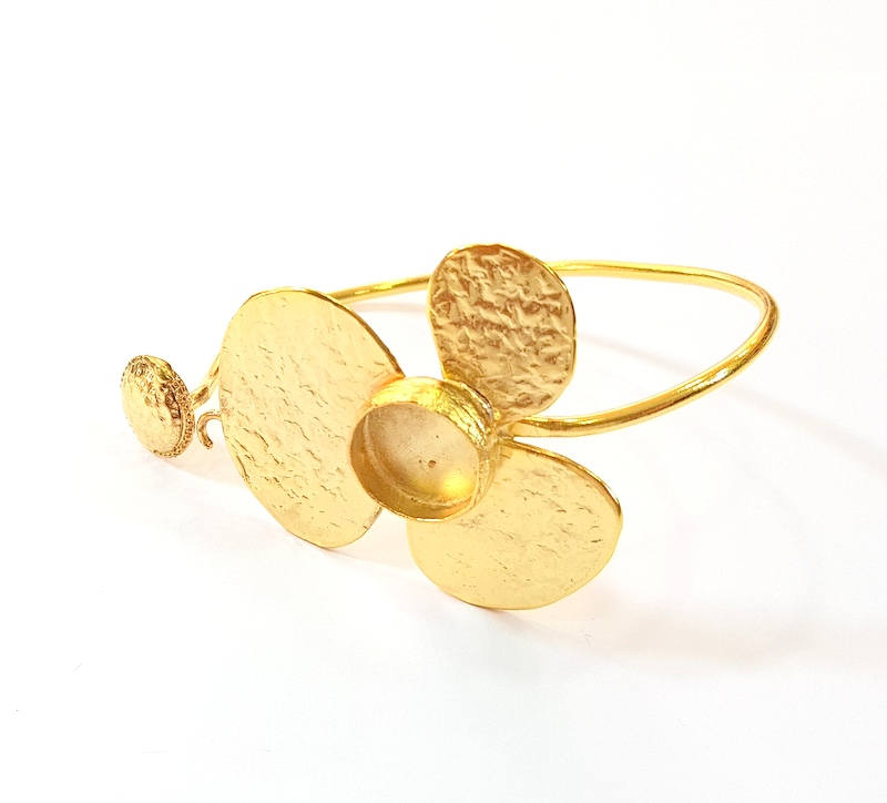 Gold Bangle Blanks Bracelet Blanks Cuff Blanks Adjustable Bracelet Blank Gold Plated Brass (14mm Blanks ) G7691