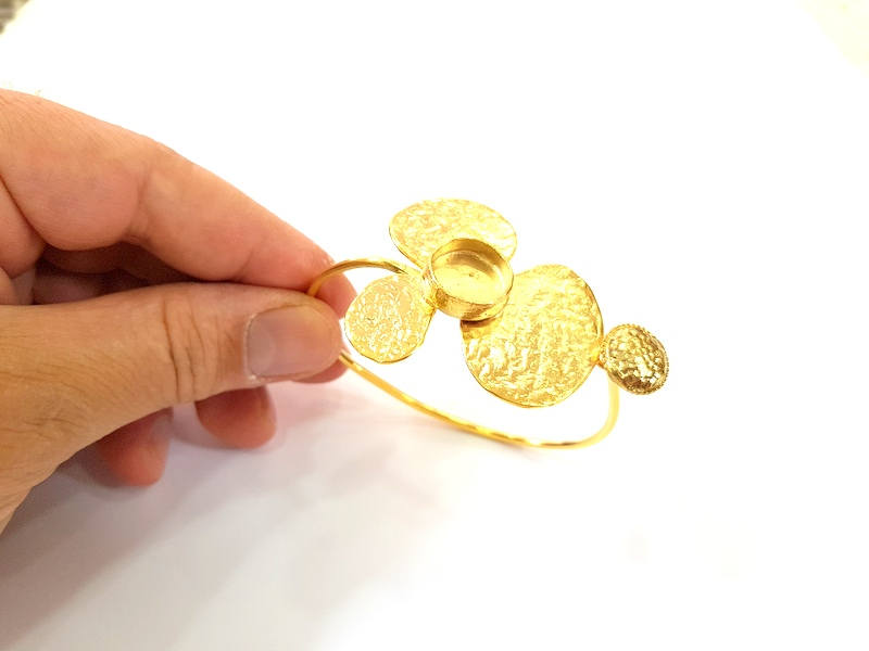 Gold Bangle Blanks Bracelet Blanks Cuff Blanks Adjustable Bracelet Blank Gold Plated Brass (14mm Blanks ) G7691