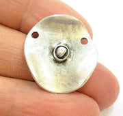 4 Silver Pendant Connector Antique Silver Plated Pendants (26mm)  G7110