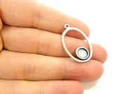 6 Silver Pendant Bezel Blank Earring Component Antique Silver Plated Blanks (7mm Blank) G7112