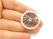 2 Silver Pendant Connector Antique Silver Plated Pendants (33mm)  G7113