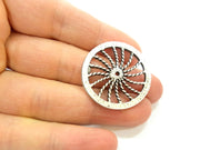 2 Silver Pendant Connector Antique Silver Plated Pendants (33mm)  G7113