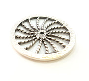 2 Silver Pendant Connector Antique Silver Plated Pendants (33mm)  G7113