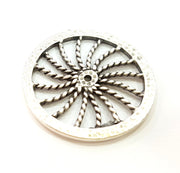 2 Silver Pendant Connector Antique Silver Plated Pendants (33mm)  G7113