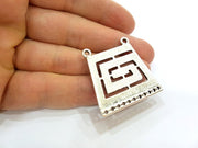 2 Silver Tribal Pendant Antique Silver Pendant (38x37mm) G7115