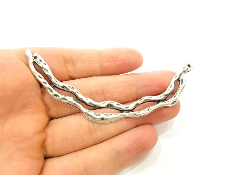 Silver Pendant Connector Antique Silver Plated Collar Pendant (94x13mm) G7121