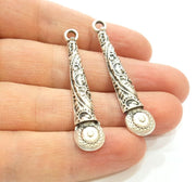 4 Silver Pendant Antique Silver Plated Pendant (51x10mm) G7127