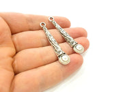 4 Silver Pendant Antique Silver Plated Pendant (51x10mm) G7127