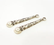 4 Silver Charms Antique Silver Plated Charms (51x10mm) G7127