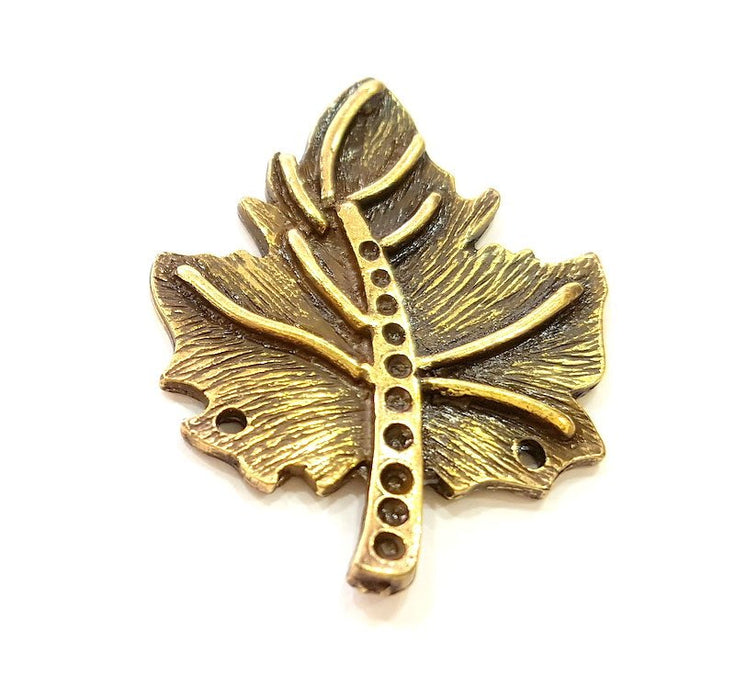 2 Antique Bronze Leaf Pendant   (38x28mm) G7131