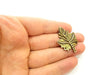 2 Antique Bronze Leaf Pendant   (38x28mm) G7131