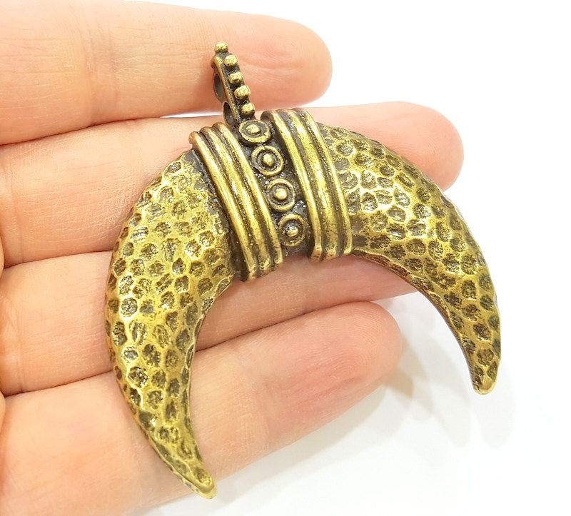 Moon Pendant Antique Bronze Pendant Horn Pendant(79x35mm) G7141