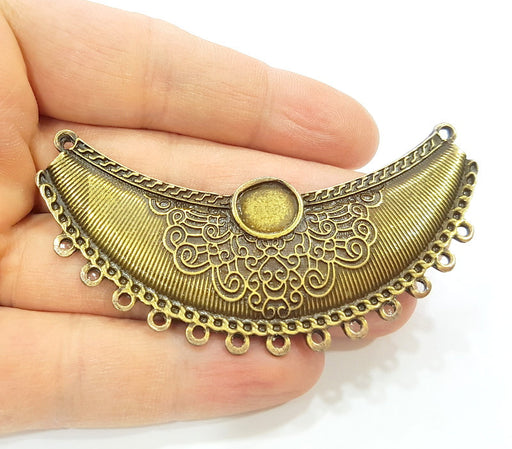 Inlaid Collar Pendant Antique Bronze Pendant Antique Bronze Medallion Pendant (83x30mm) G7148