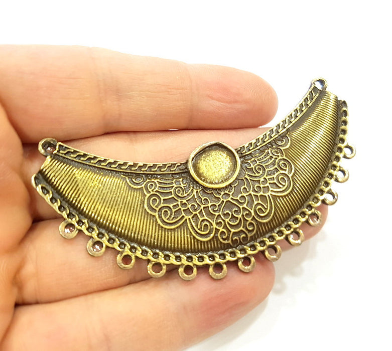 Inlaid Collar Pendant Antique Bronze Pendant Antique Bronze Medallion Pendant (83x30mm) G7148