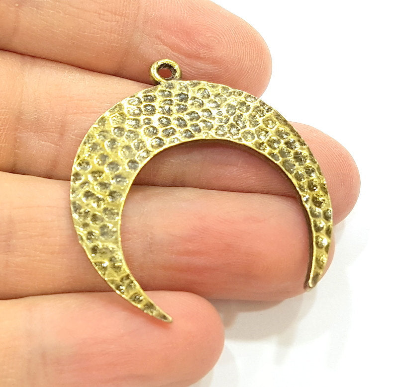 2 Crescent Charms Moon Charms Antique Bronze Charms (40x38mm) G9233