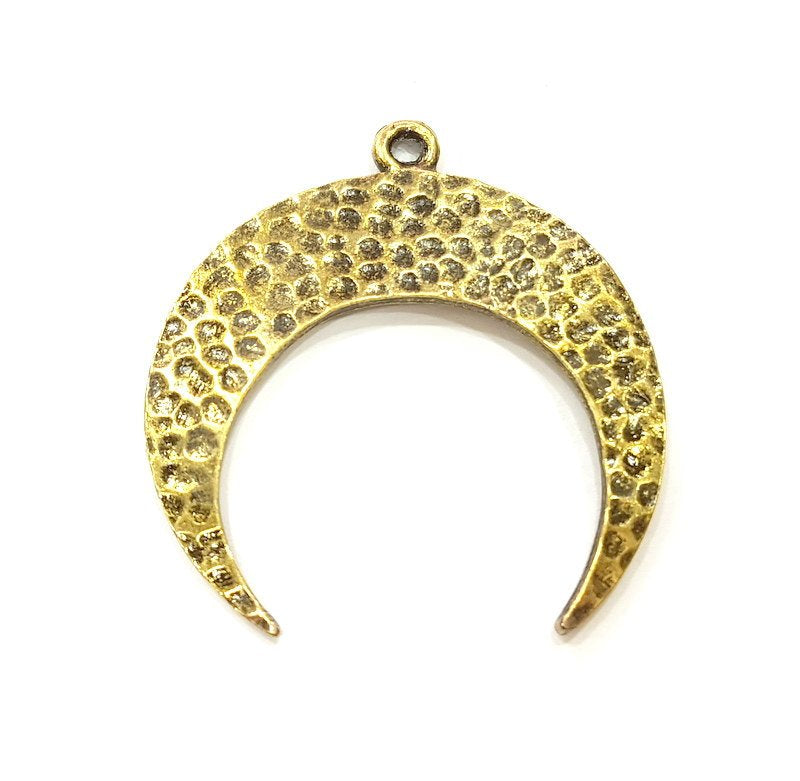 2 Crescent Charms Moon Charms Antique Bronze Charms (40x38mm) G9233