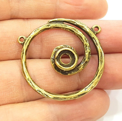 2 Antique Bronze Pendant Antique Bronze Circle Round Pendant  (35mm) G7153