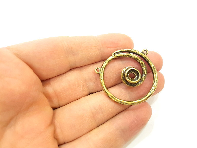 2 Antique Bronze Pendant Antique Bronze Circle Round Pendant  (35mm) G7153