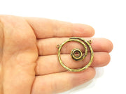 2 Antique Bronze Pendant Antique Bronze Circle Round Pendant  (35mm) G7153