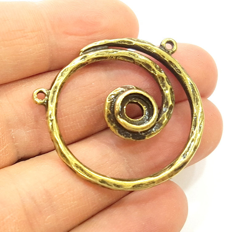 2 Antique Bronze Pendant Antique Bronze Circle Round Pendant  (35mm) G7153