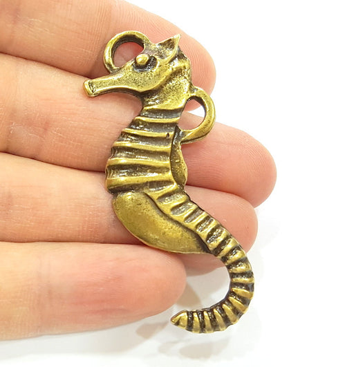 2 Sea Horse Pendant  Antique Bronze Pendant Antique Bronze Pendant (59x23mm) G7155