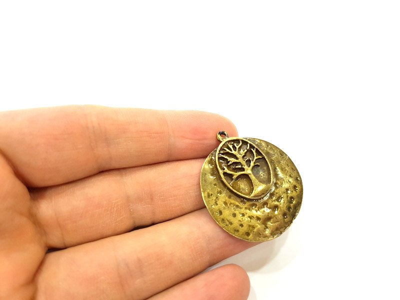 2 Antique Bronze Pendant Antique Bronze Tree Pendant (33mm) G7156