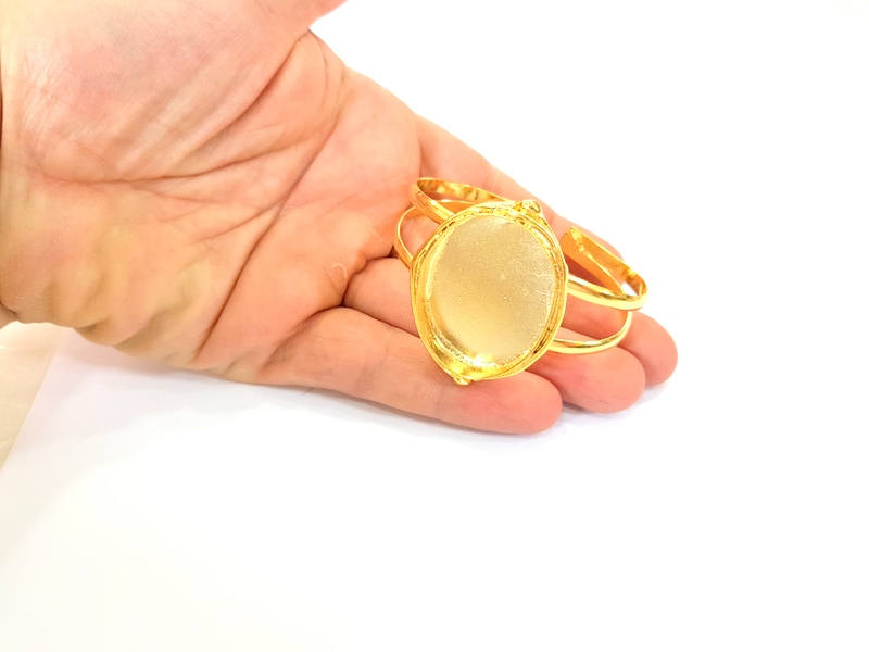 Gold Bangle Blanks Bracelet Blanks Cuff Blanks Adjustable Bracelet Blank Gold Plated Brass (40x30mm Blanks ) G7701