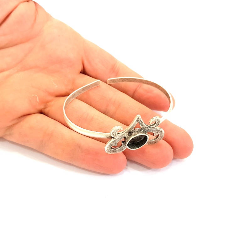 Bracelet Blanks Bangle Blanks Cuff Blanks Adjustable Bracelet Blank Antique Silver Plated Brass ( 10mm Blanks ) G7707