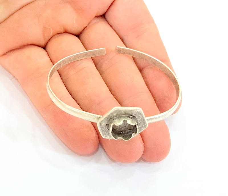 Bracelet Blanks Bangle Blanks Cuff Blanks Adjustable Bracelet Blank Antique Silver Plated Brass ( 10mm Blanks ) G7712
