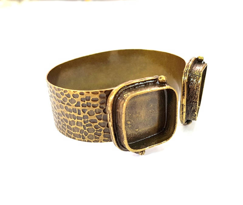 Antique Bronze Bracelet Blanks Bangle Blanks Cuff Blanks Adjustable Bracelet Blank Antique Bronze Plated Brass ( 20mm square Blanks ) G7724