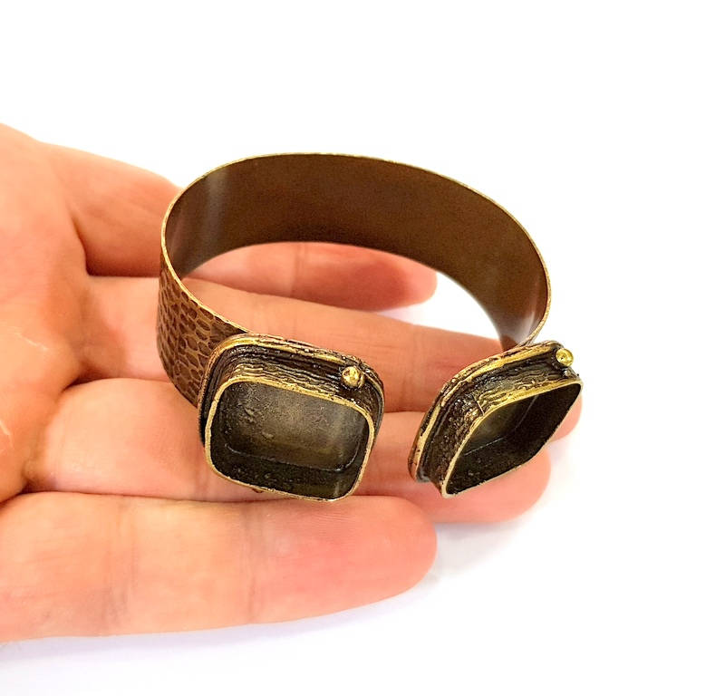 Antique Bronze Bracelet Blanks Bangle Blanks Cuff Blanks Adjustable Bracelet Blank Antique Bronze Plated Brass ( 20mm square Blanks ) G7724