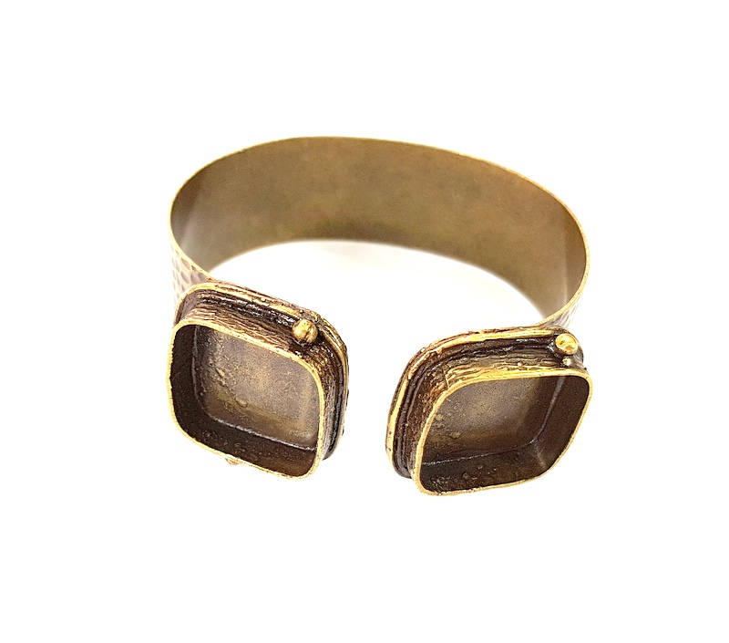Antique Bronze Bracelet Blanks Bangle Blanks Cuff Blanks Adjustable Bracelet Blank Antique Bronze Plated Brass ( 20mm square Blanks ) G7724