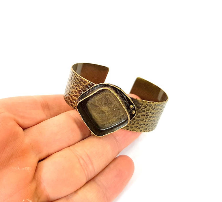 Antique Bronze Bracelet Blanks Bangle Blanks Cuff Blanks Adjustable Bracelet Blank Antique Bronze Plated Brass ( 22mm square Blanks ) G7713