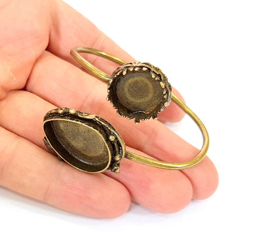 Bracelet Blanks Bangle Blanks Cuff Blanks Adjustable Bracelet Blank Antique Bronze Plated Brass ( 25x18mm and 16mm Blanks ) G7718