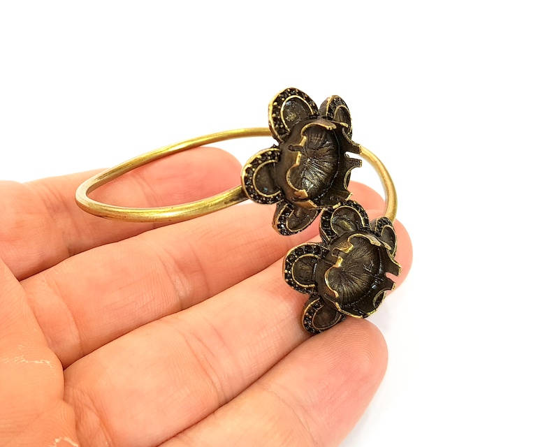 Bracelet Blanks Bangle Blanks Cuff Blanks Adjustable Bracelet Blank Antique Bronze Plated Brass ( 14mm Blanks ) G7719