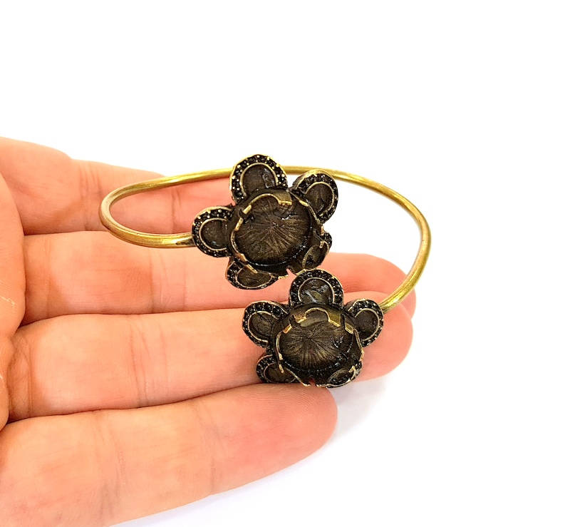 Bracelet Blanks Bangle Blanks Cuff Blanks Adjustable Bracelet Blank Antique Bronze Plated Brass ( 14mm Blanks ) G7719