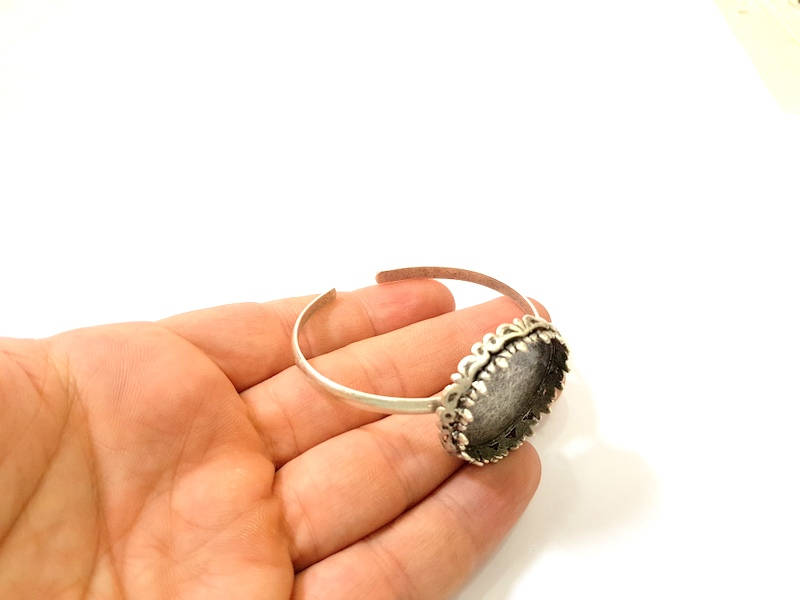 Silver Bracelet Blanks Bangle Blanks Cuff Blanks Adjustable Bracelet Blank Antique Silver Plated Brass ( 30mm Blanks ) G7728